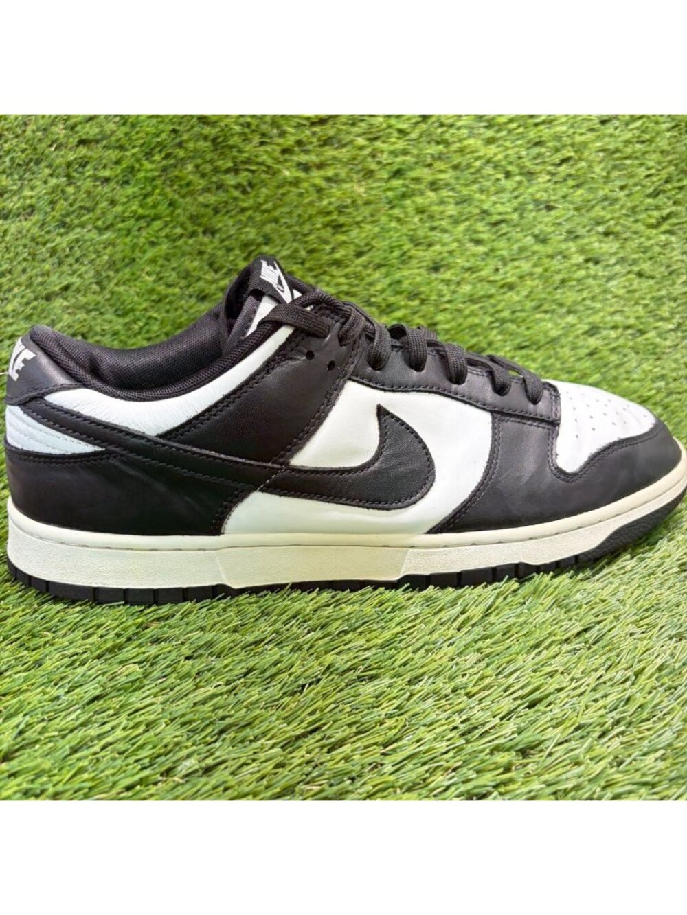 Nike Dunk Low Mens Size 13 Black White Athletic Leather Walking Shoes Sneakers